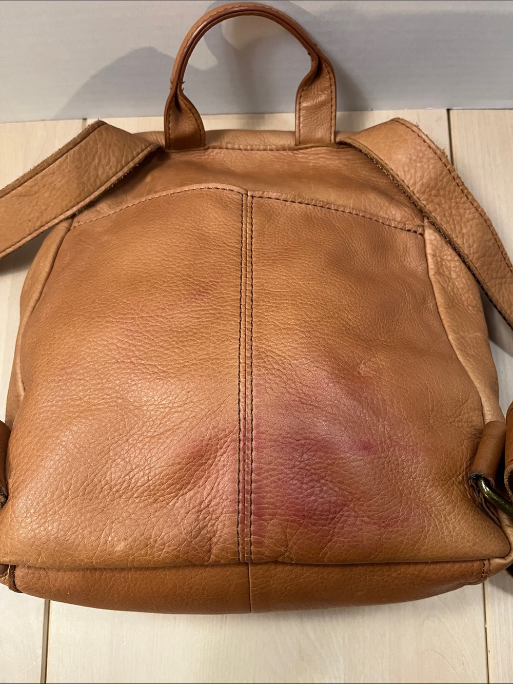 American Leather Co. Tan Light Brown Backpack Book Bag Purse - Picture 7 of 16
